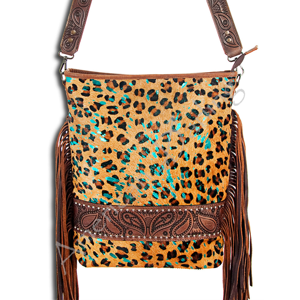 American Darling Women's Crossbody Bag Hand Tooled Hair On Genuine Leather Handbag and Ladies Purse