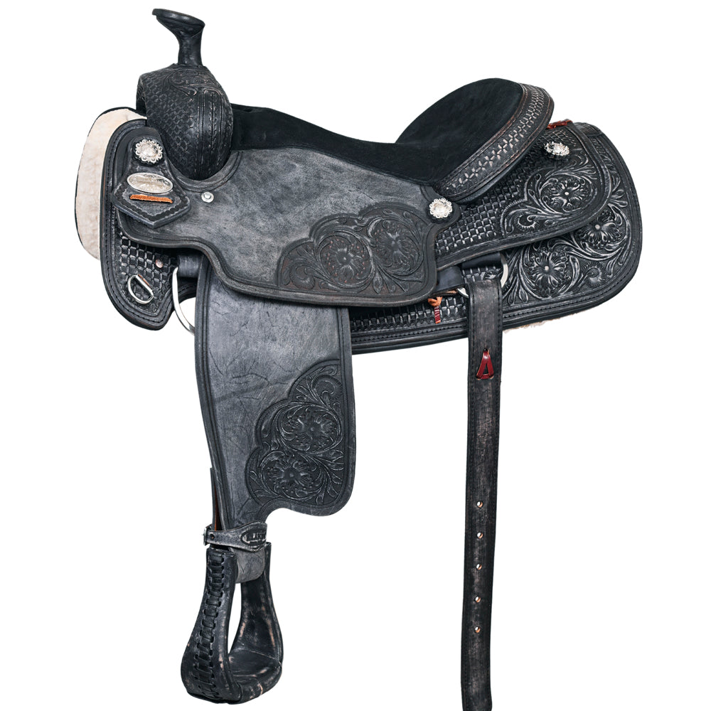 HILASON Western Horse Ranch Roping Roper American Leather Saddle Black