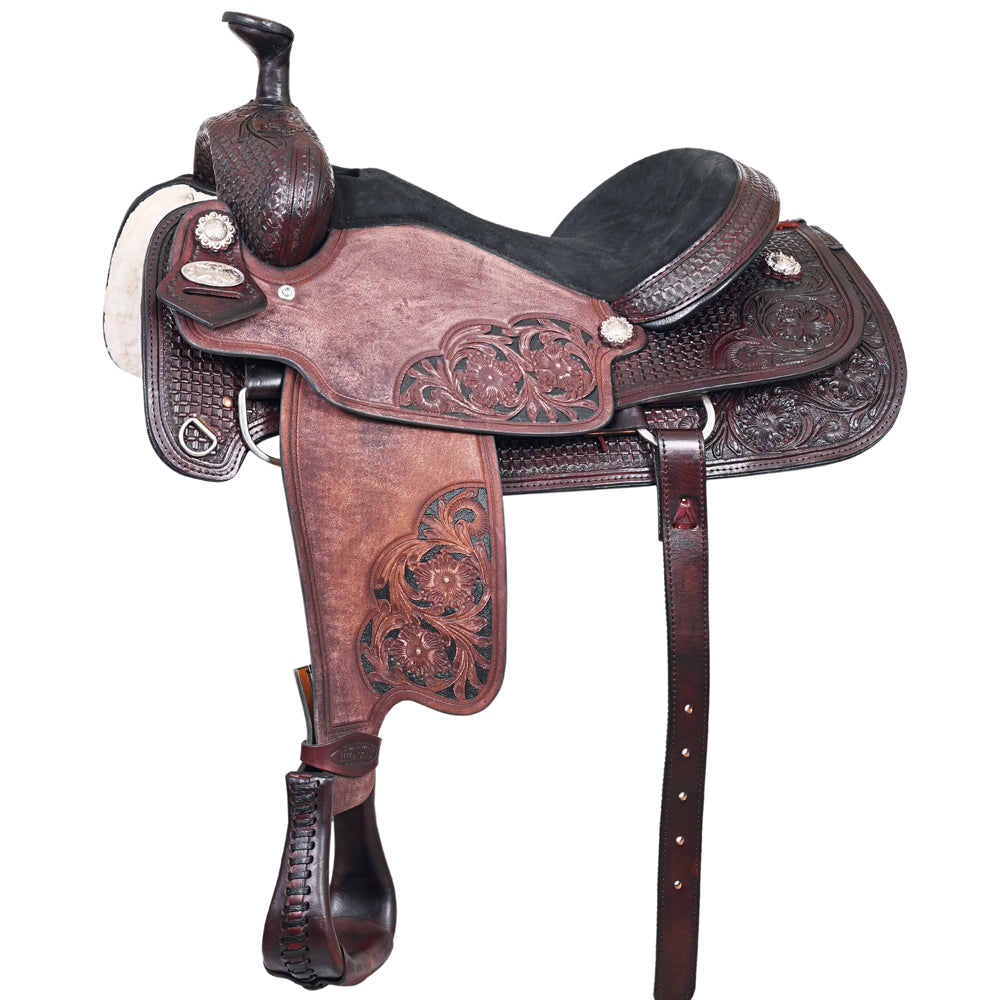 HILASON Western Horse Ranch Roping Roper American Leather Saddle Dark Brown