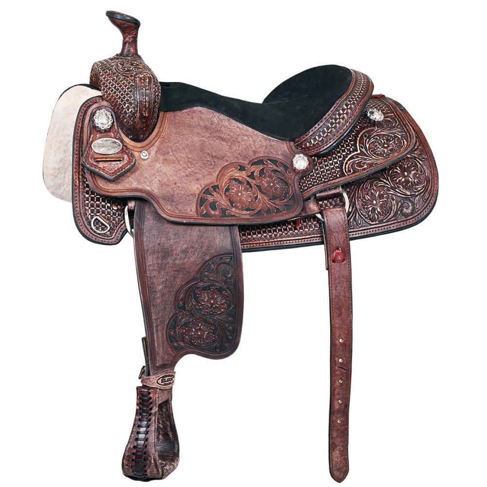 HILASON Western Horse Ranch Roping Roper American Leather Saddle Dark Brown