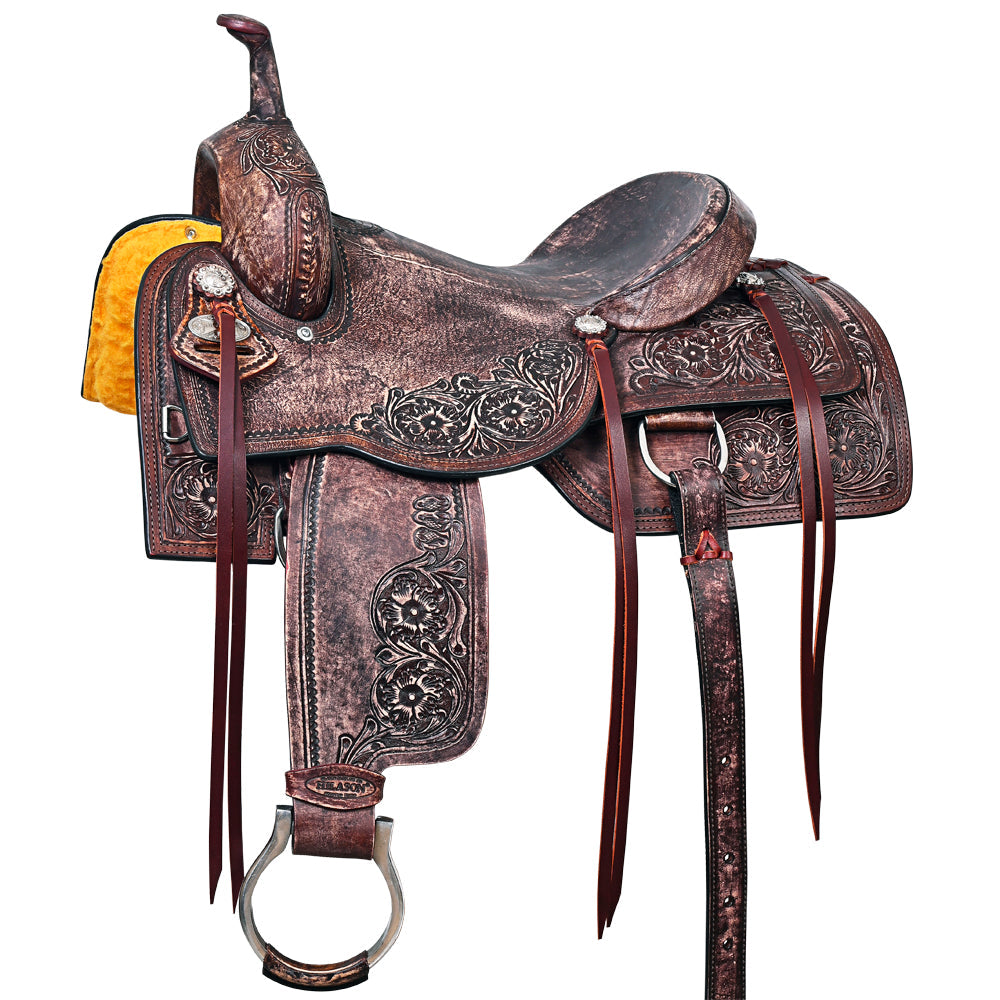16 In HILASON Horse Cutting Cutter Trail Pleasure American Leather Saddle