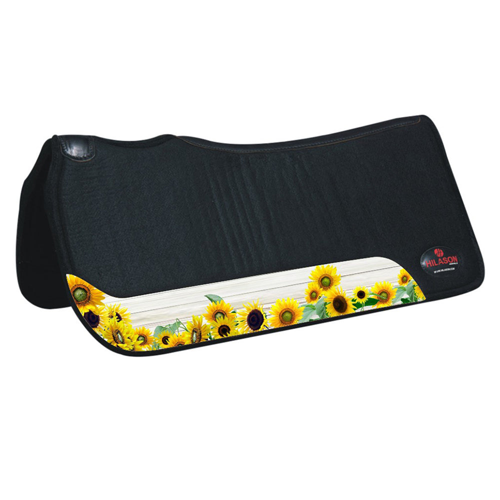 HILASON Western Wool Felt Horse Saddle Pad W/ Distressed Wear Leather | for Horses