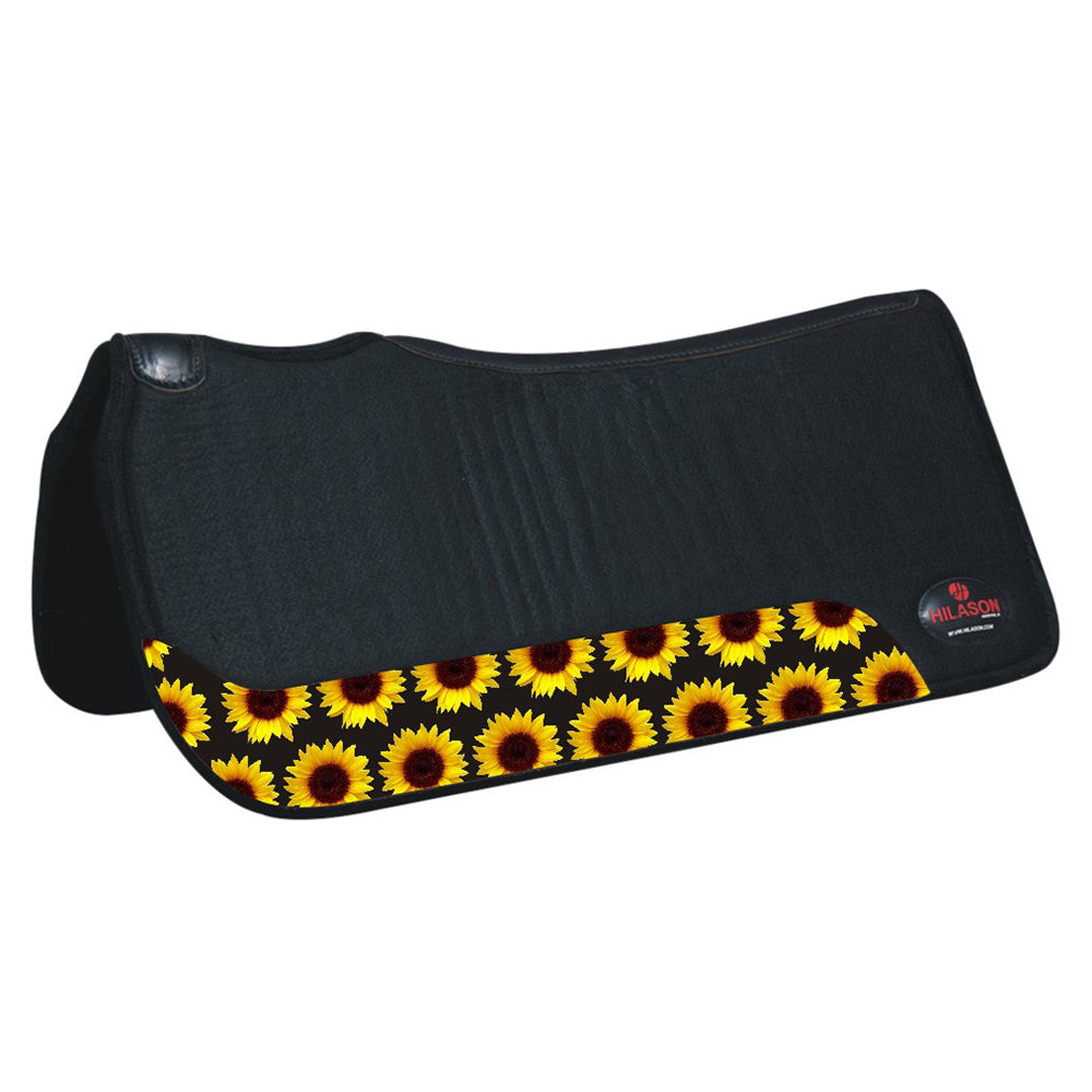 HILASON Western Wool Felt Horse Saddle Pad W/ Distressed Wear Leather | for Horses