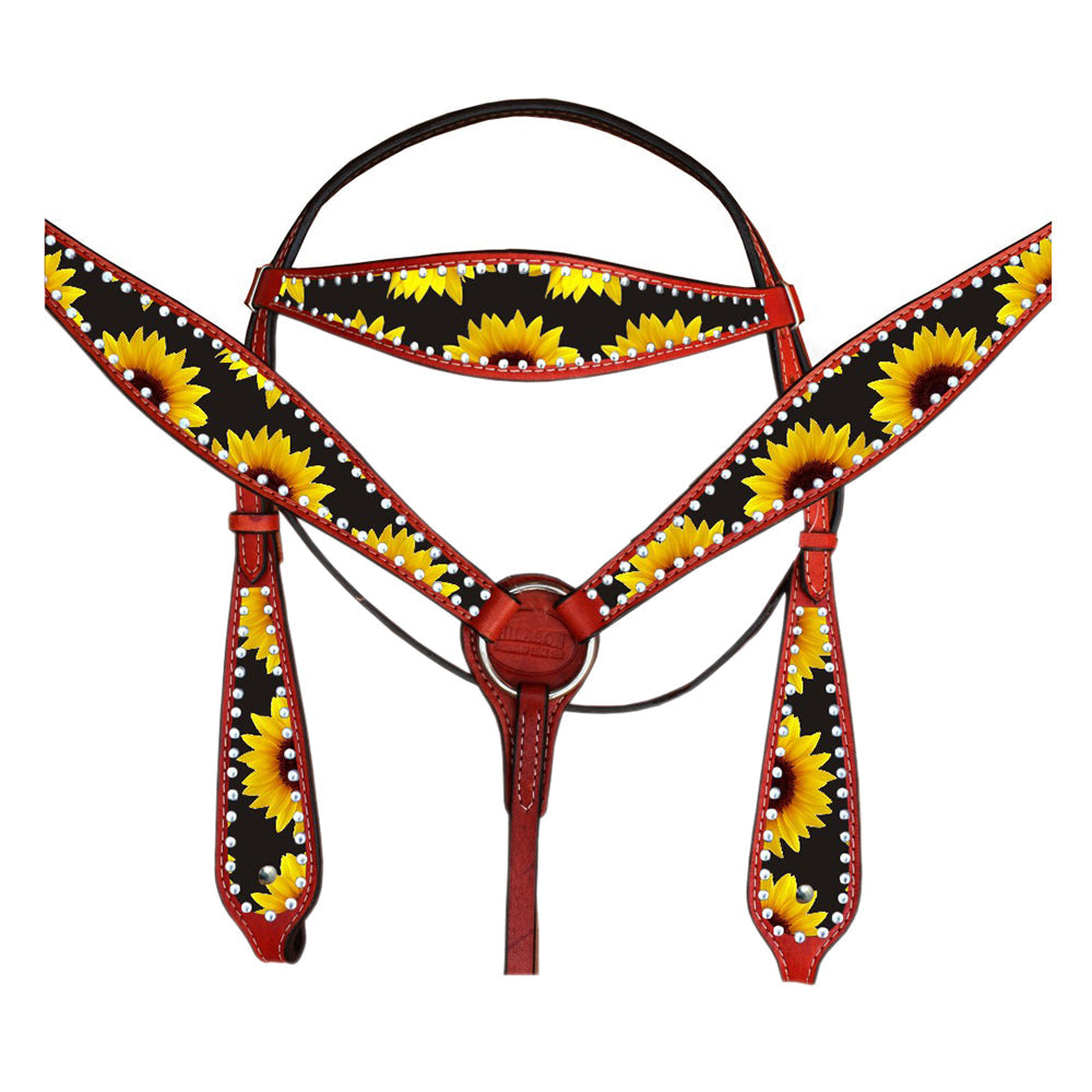 Western Horse Headstall Breast Collar Set American Leather Hilason