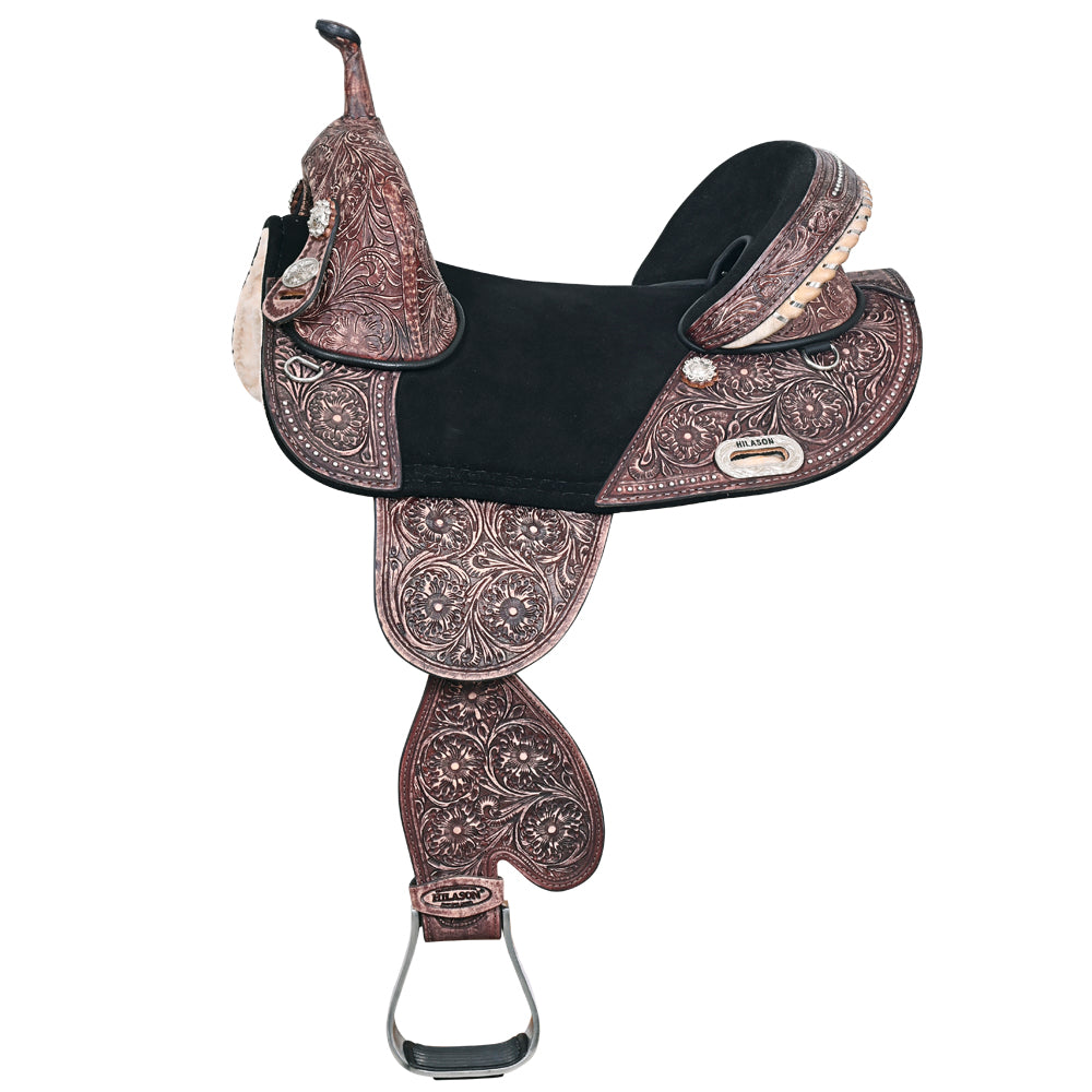 HILASON Western Horse Treeless Trail Barrel Saddle American Leather | for Horses