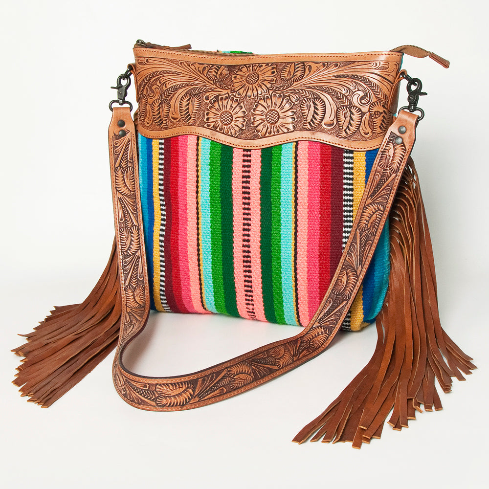 American Darling Cross Body Saddle Blanket Hand Tooled Genuine Leather Western Women Bag Handbag Purse Travel Bags College