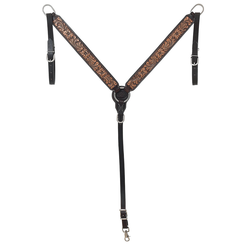 HILASON Western Horse Headstall Breast Collar Set American Leather Floral | Tack for Horses