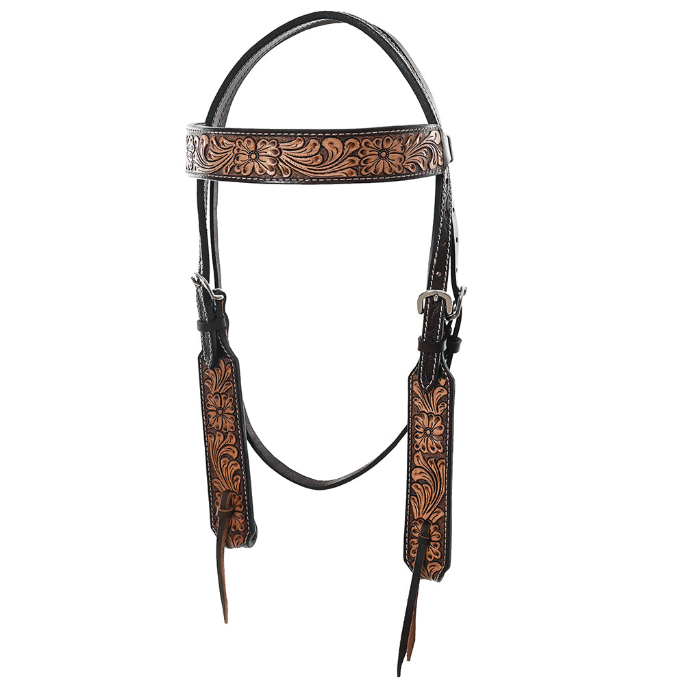 HILASON Western Horse Headstall Breast Collar Set American Leather Floral | Tack for Horses