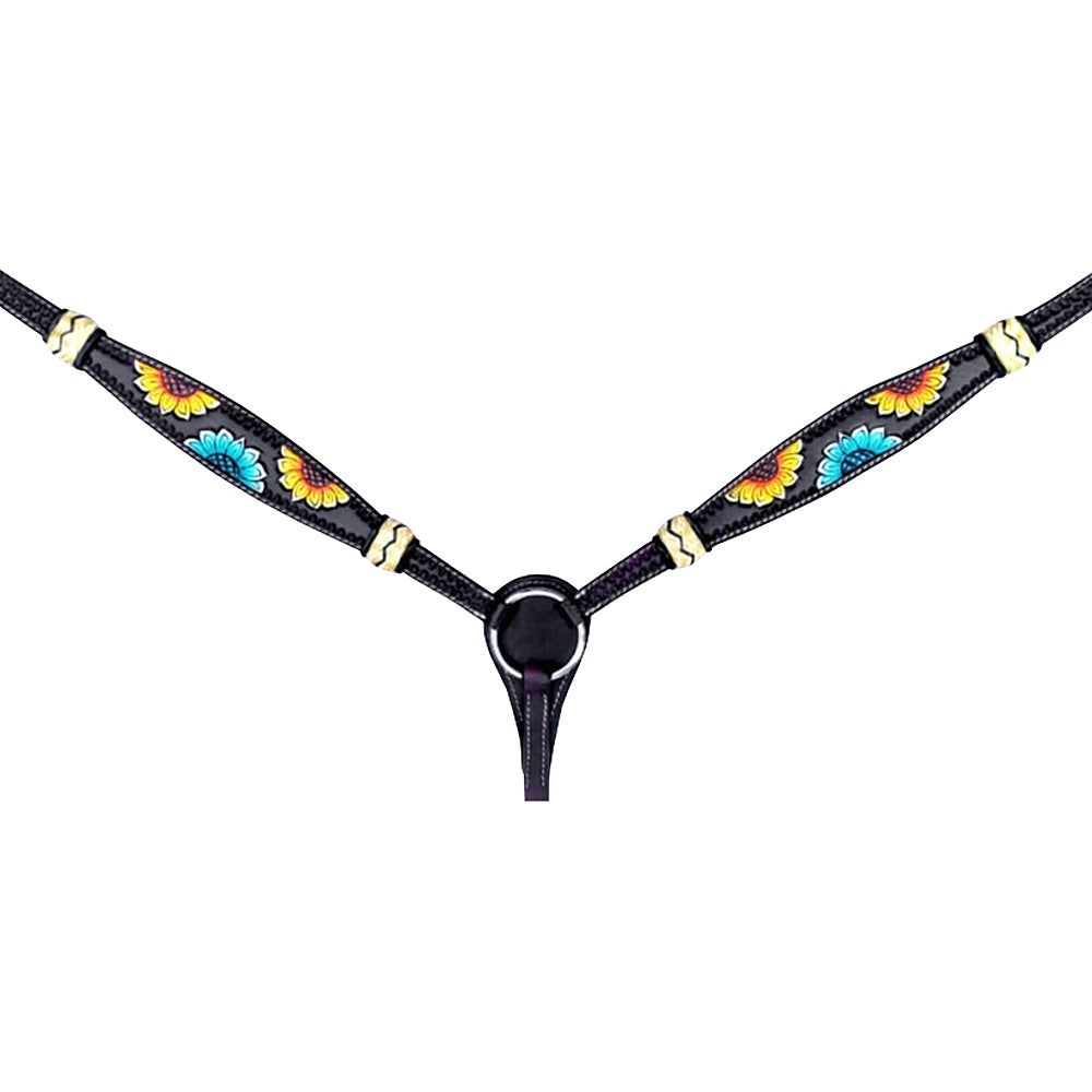 HILASON Western Horse Headstall Breast Collar Set American Leather Black | Tack for Horses