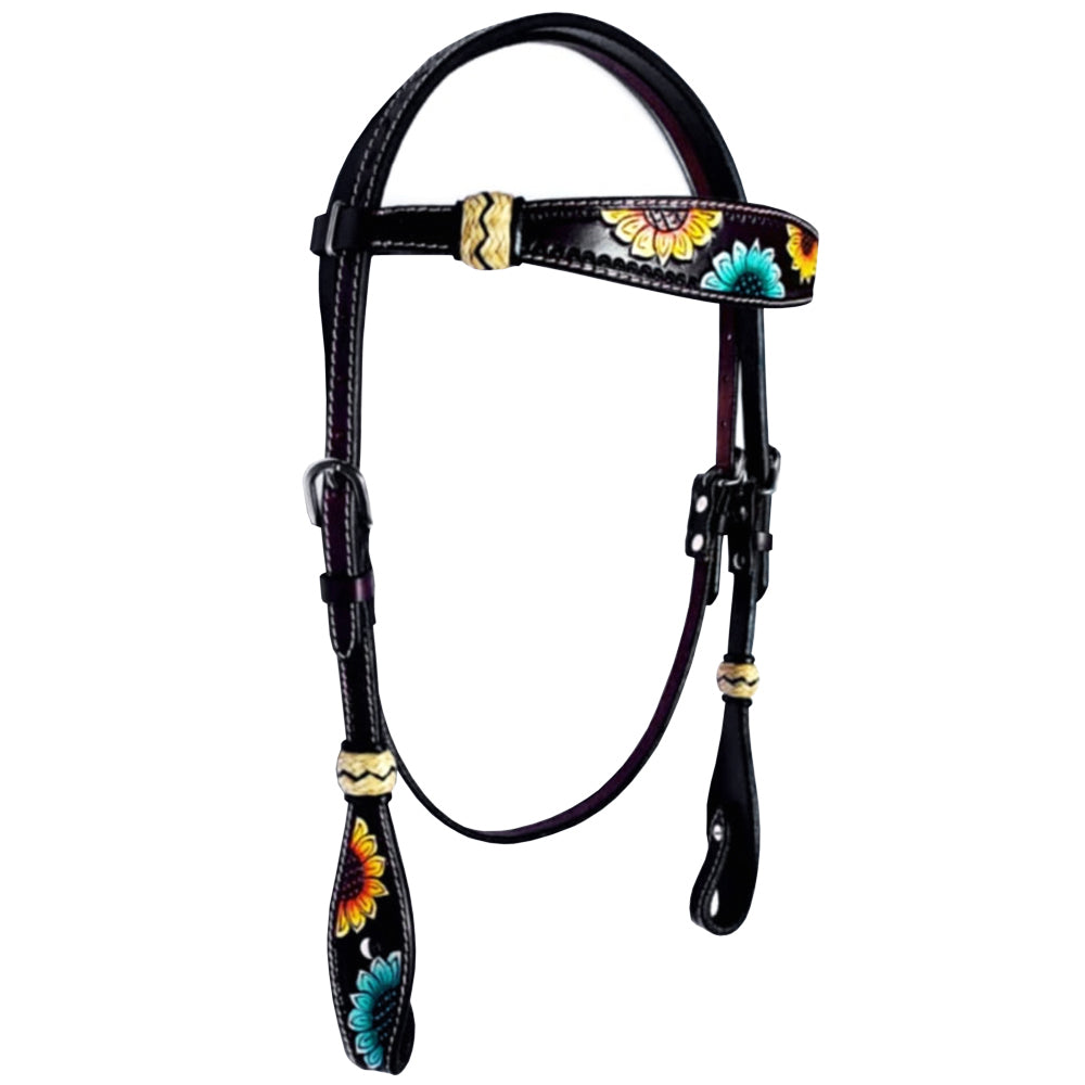 HILASON Western Horse Headstall Breast Collar Set American Leather Black | Tack for Horses