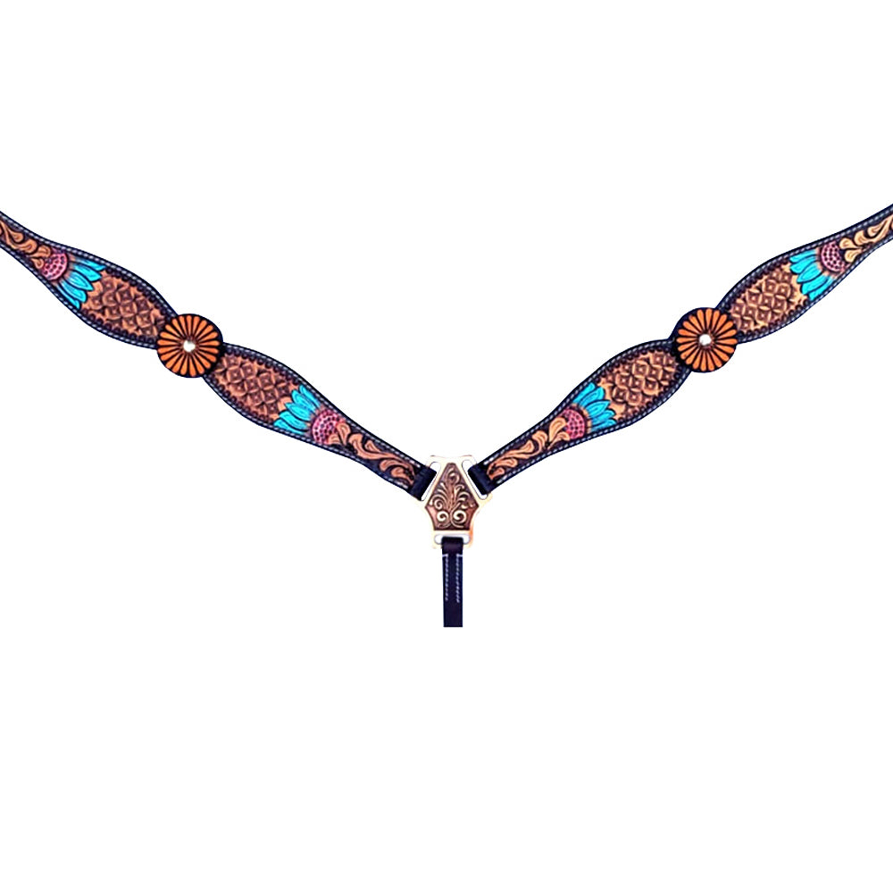 HILASON Western Horse Headstall Breast Collar Set American Leather Tan | Tack for Horses
