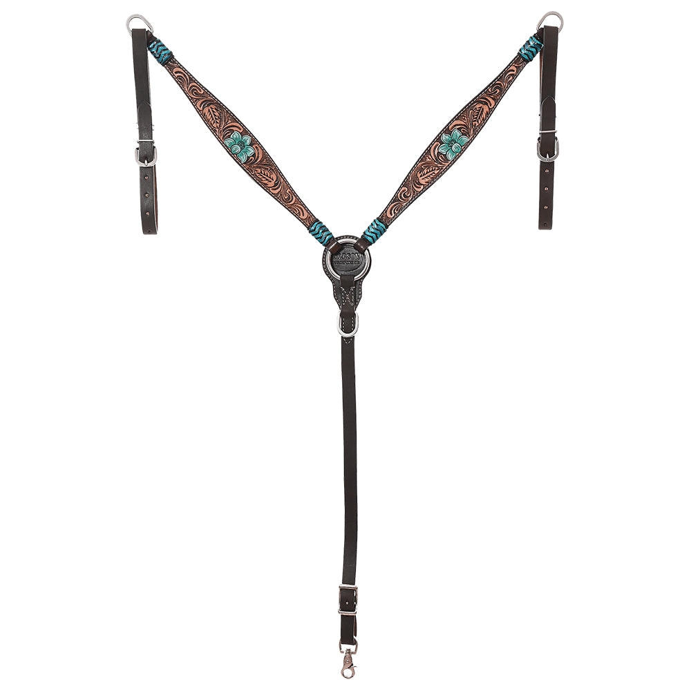 HILASON Western Horse Headstall Breast Collar Set American Leather Tan Dark Brown | Tack for Horses
