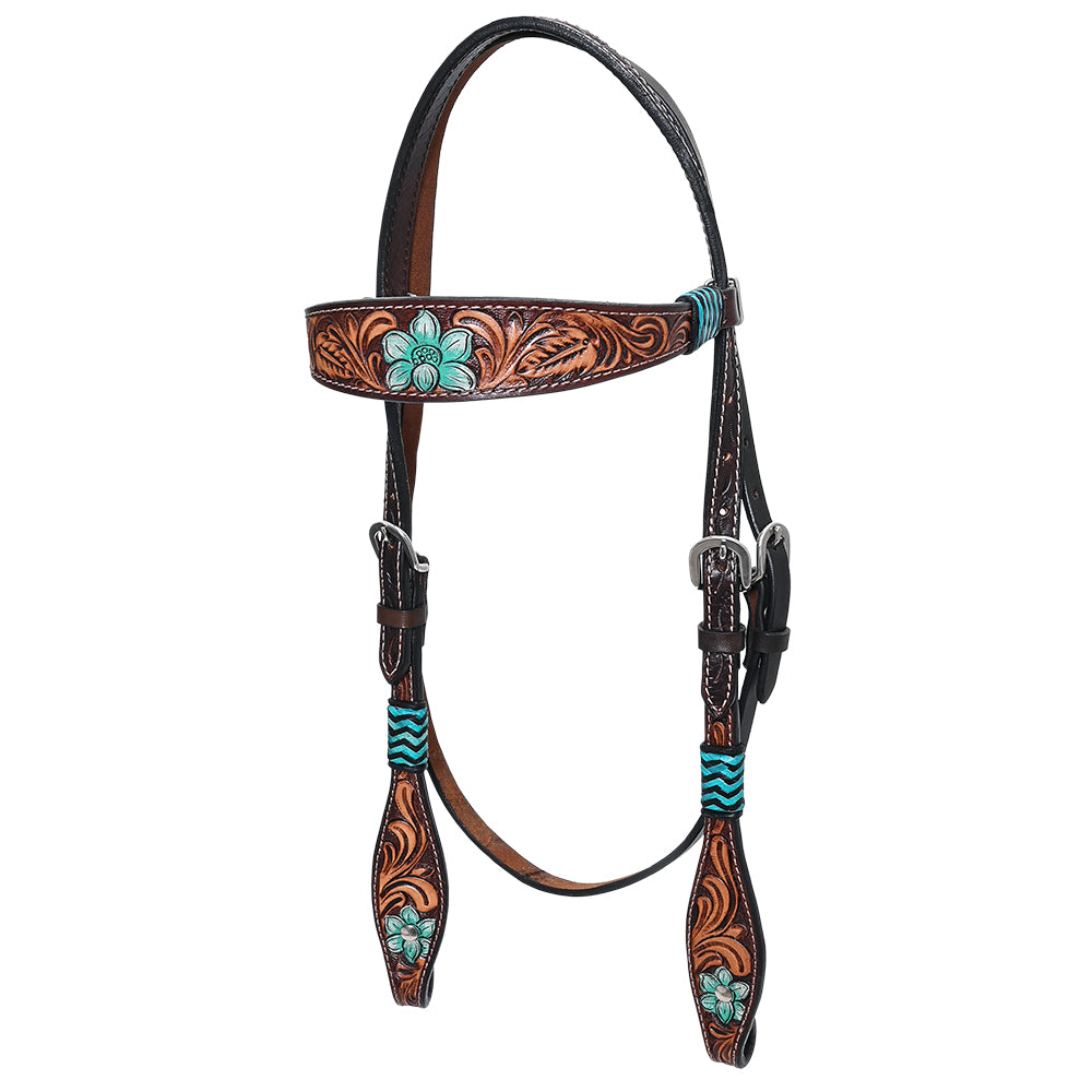 HILASON Western Horse Headstall Breast Collar Set American Leather Tan Dark Brown | Tack for Horses