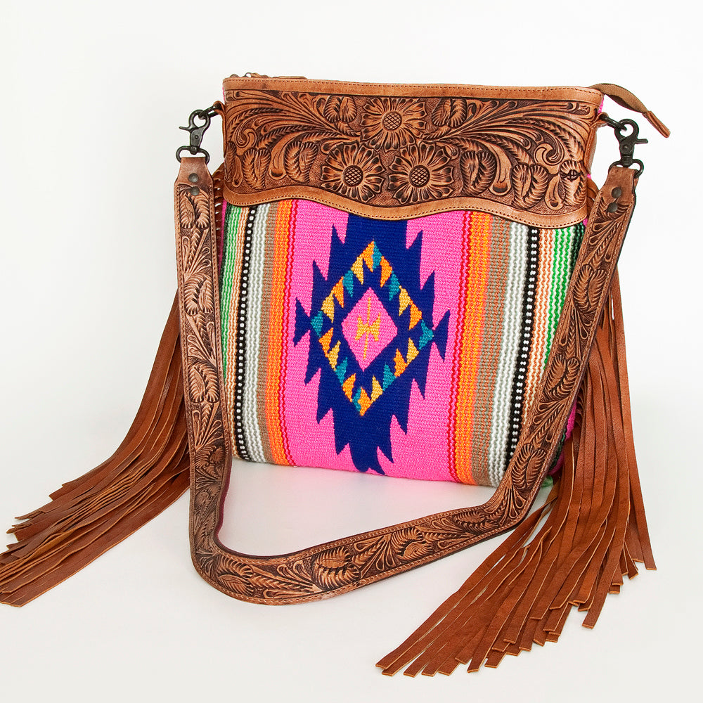 Ameran Darling Women's Crossbody Bag Western Hand Tooled Saddle Blanket Genuine Leather Handbag and Ladies Purse