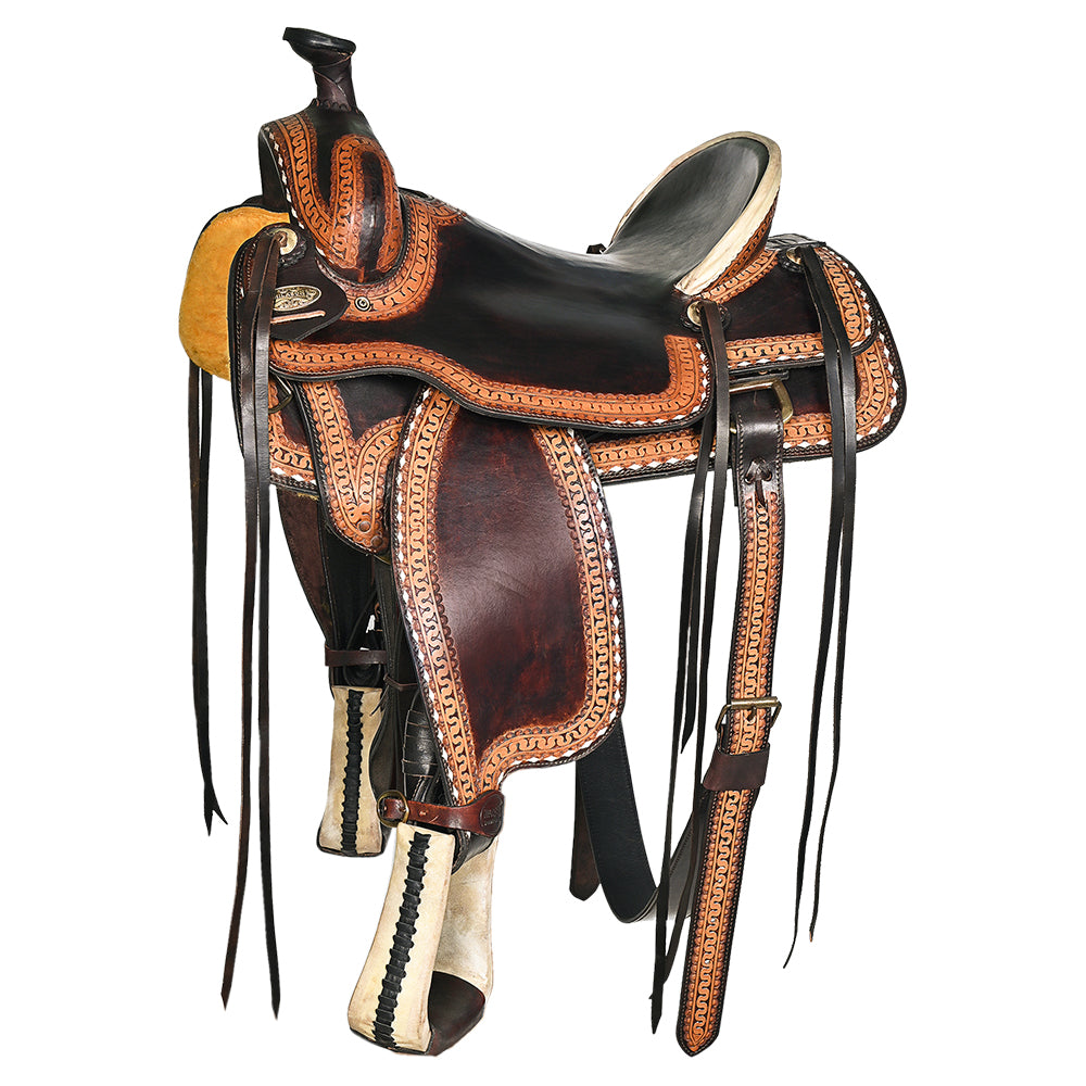 HILASON Western Horse Saddle American Leather Ranch Roping | Hand Tooled Wade & For Horses