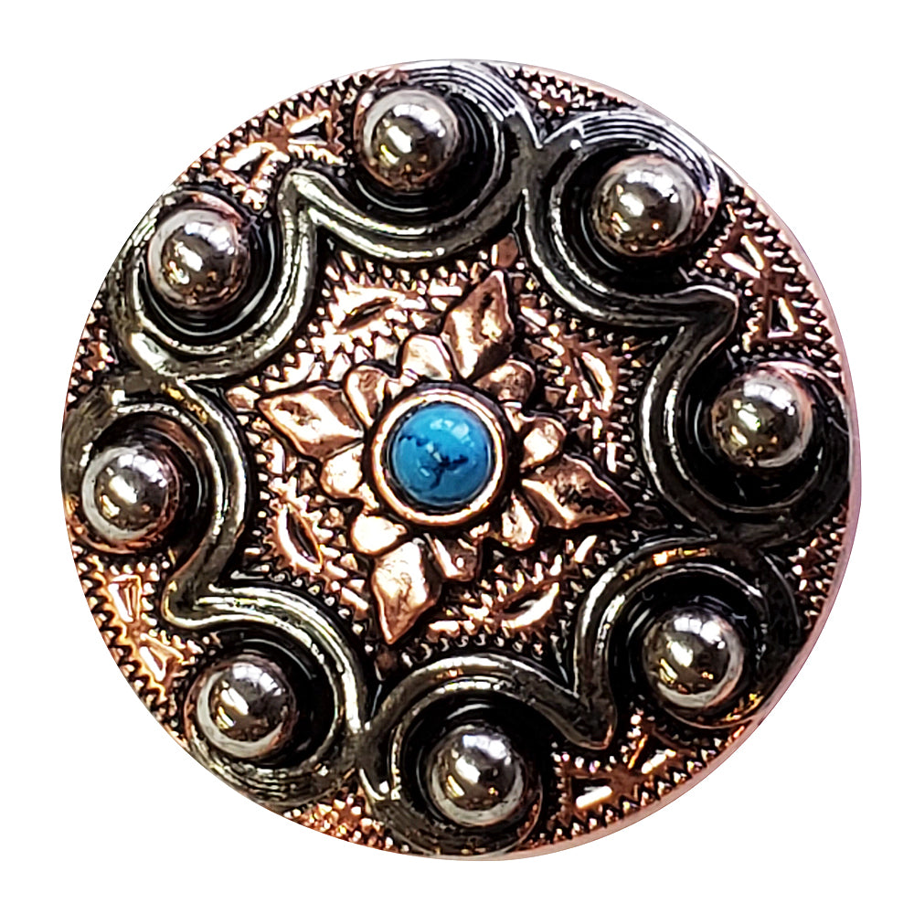 HILASON Western Screw Back 2 Tone Finishing Concho W/ Turquoise Crystal