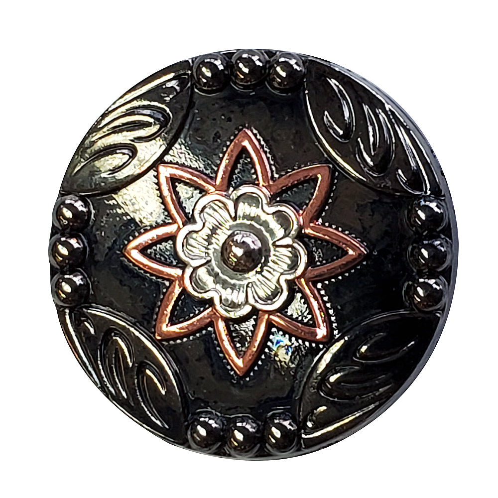 HILASON Western Screw Back 3 Tone Antique Floral Finishing Concho Saddle & Tack