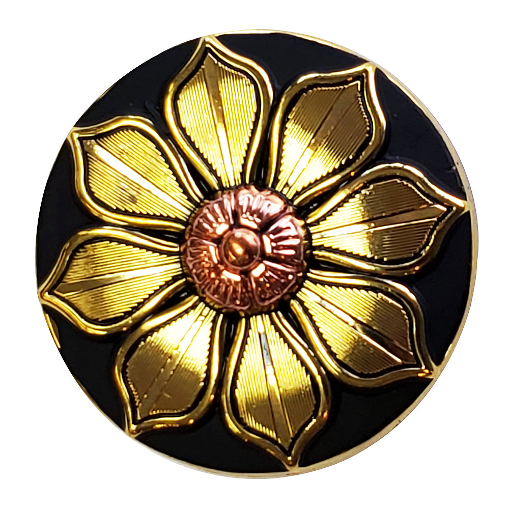 1 1/2" Hilason Western Horse Concho Antique Gold And Copper With Black