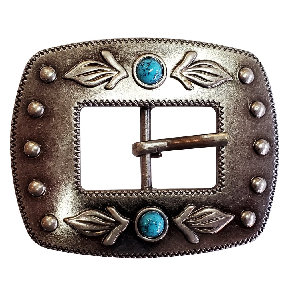 HILASON Western Antique Nickel Finishing Buckle Concho W/ Turquoise Stone