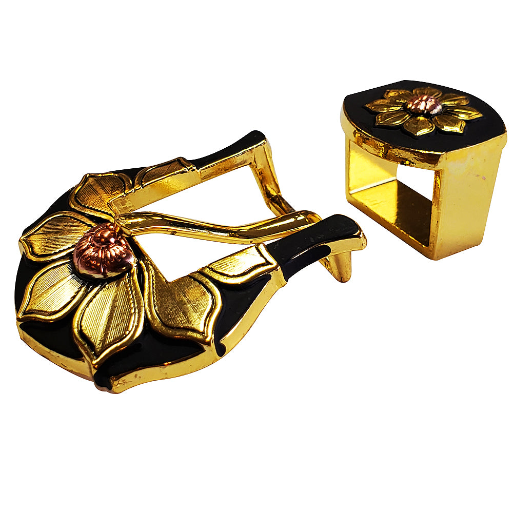 HILASON Western Antique Gold & Copper Finishing Buckle Concho Saddle Tack