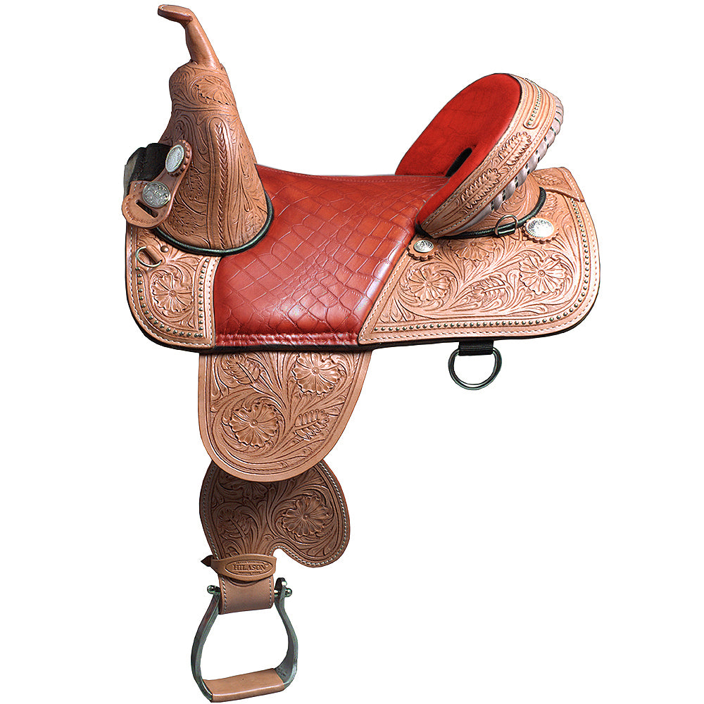 HILASON Western Horse Treeless Trail Barrel Racing American Leather Saddle | for Horses