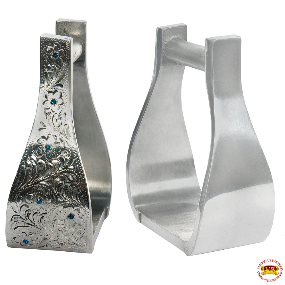 HILASON Horse Western Saddle Engraved Metal Roper Stirrups | Riding Ranch Copper Overlay