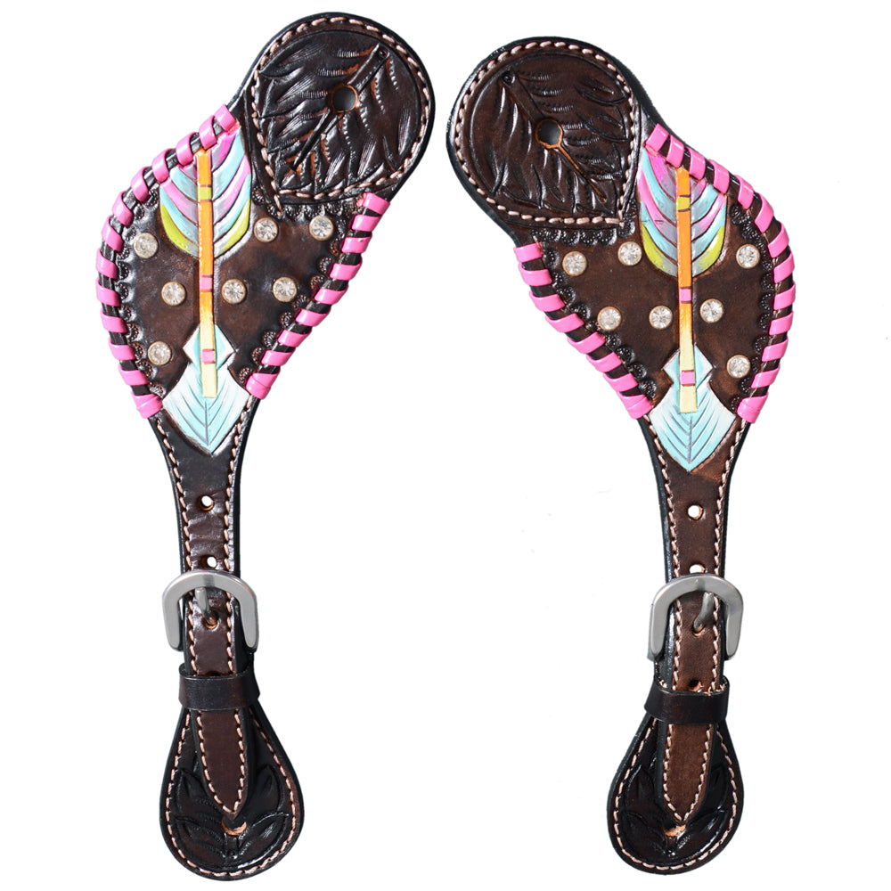 HILASON Hand-Tooled Leather Spur Straps for Men & Women – Western Design, Adjustable Fit