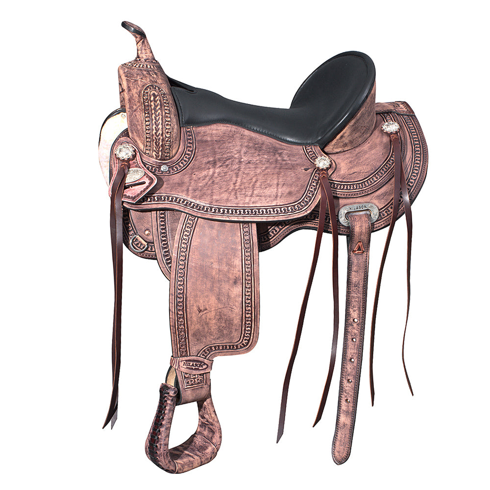 HILASON Western Horse Saddle American Leather Flex Tree Trail & Pleasure Rough Out | for Horses