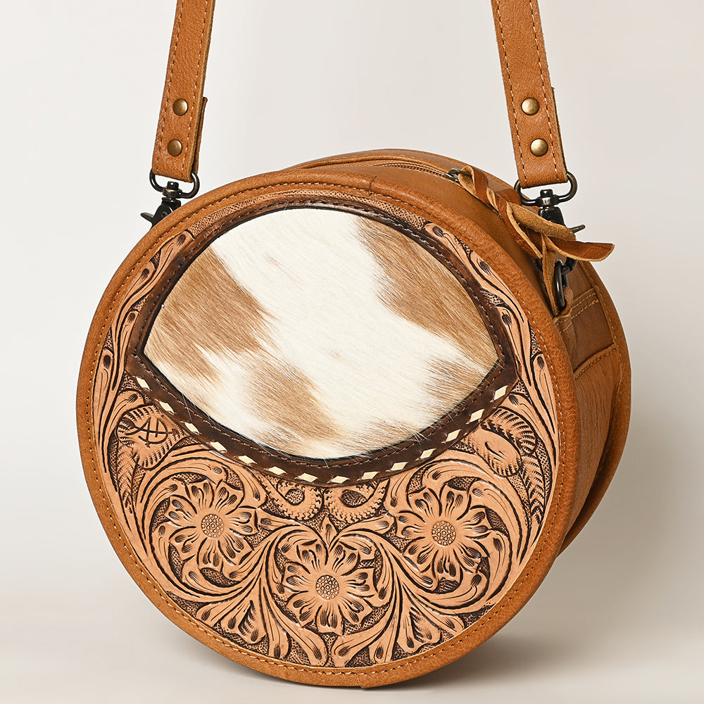 American Darling Canteen Hand Tooled Hair On Genuine Leather Western Women Bag Handbag Purse | Travel Bags College Casual