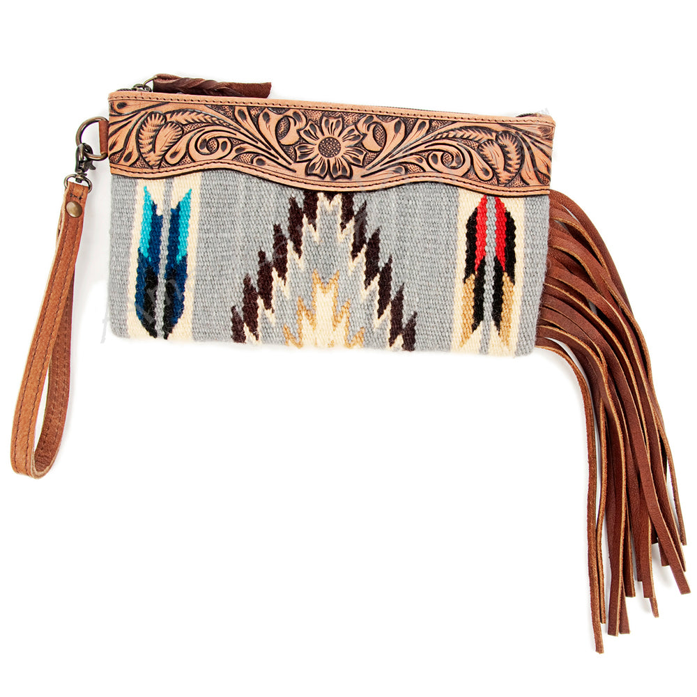 American Darling Wristlet Hair -On Saddle blanket Genuine Leather Western Women Bag | Handbag Purse Travel Clutch
