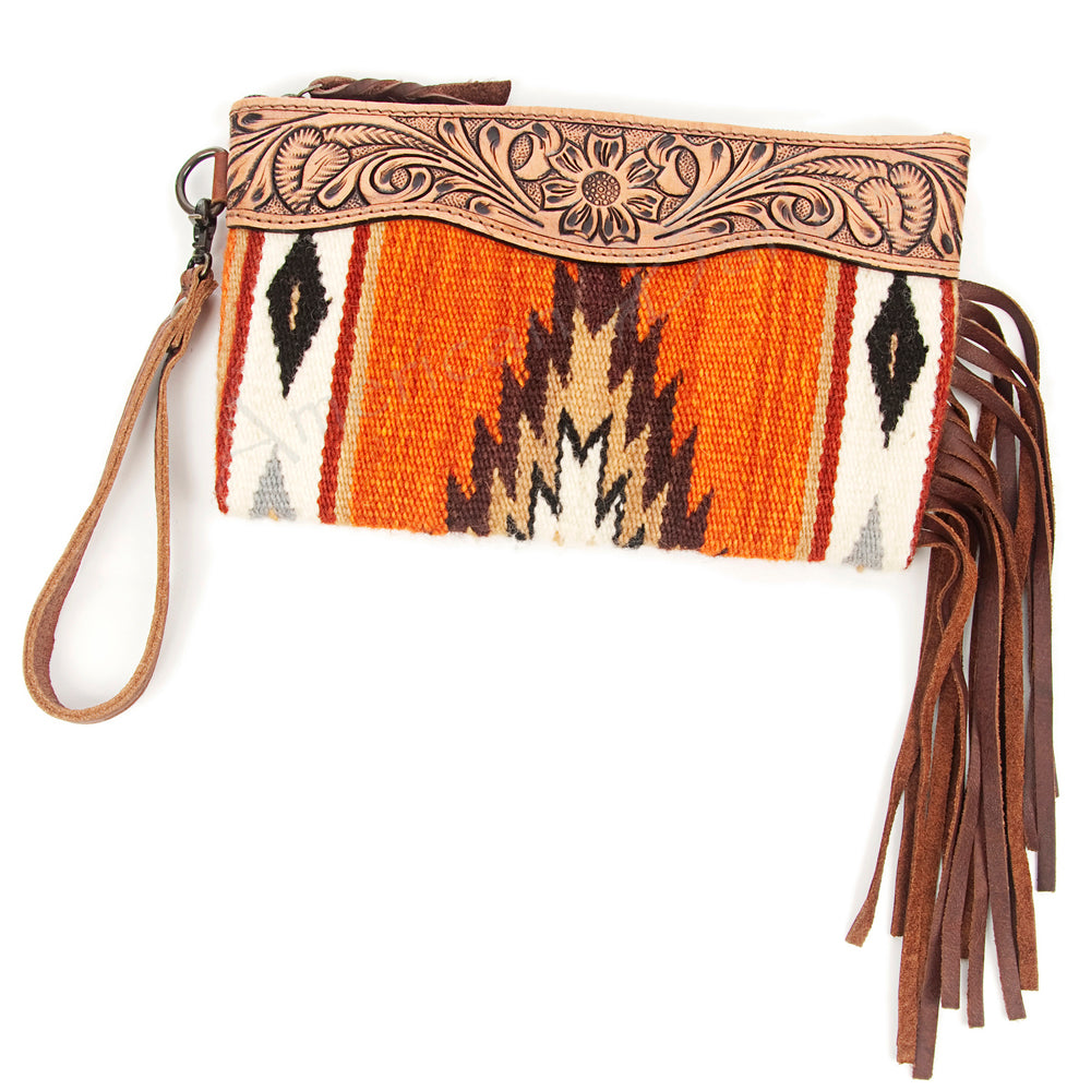 American Darling Wristlet Hair -On Saddle blanket Genuine Leather Western Women Bag | Handbag Purse Travel Clutch