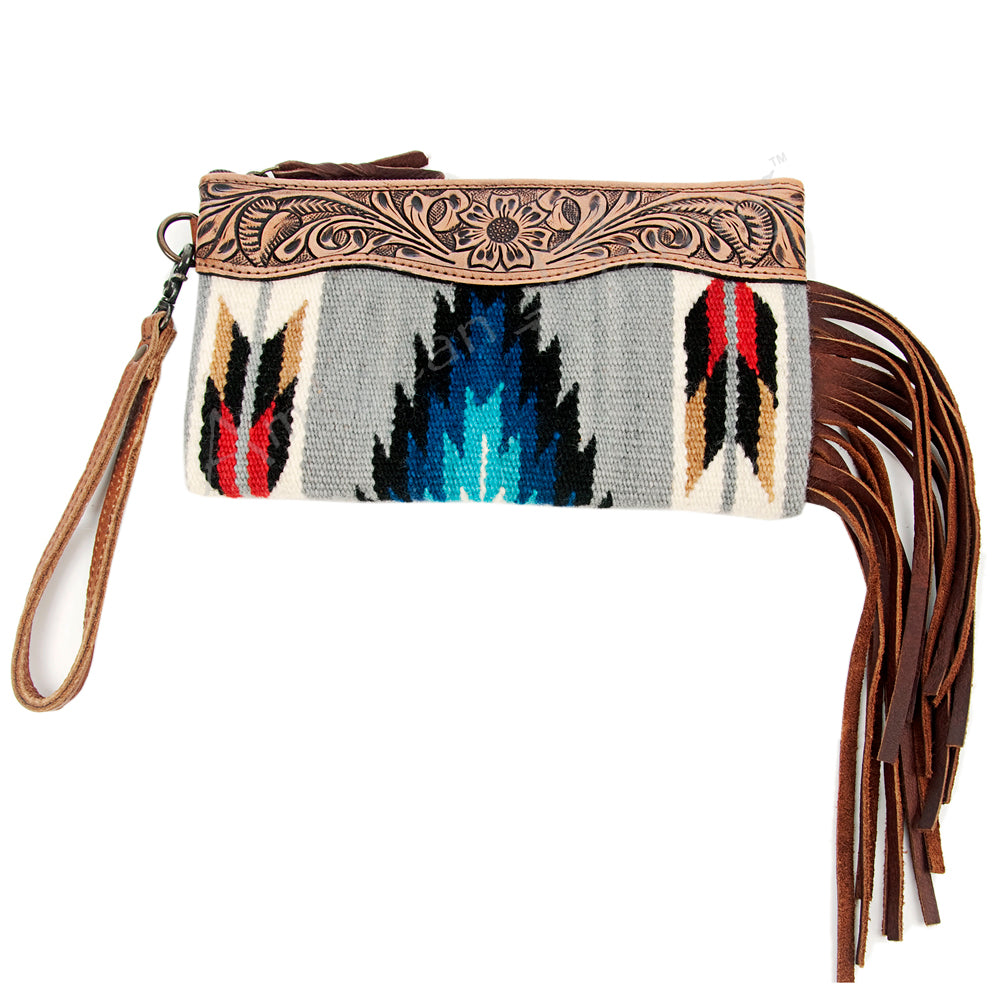 American Darling Wristlet Hair -On Saddle blanket Genuine Leather Western Women Bag | Handbag Purse Travel Clutch