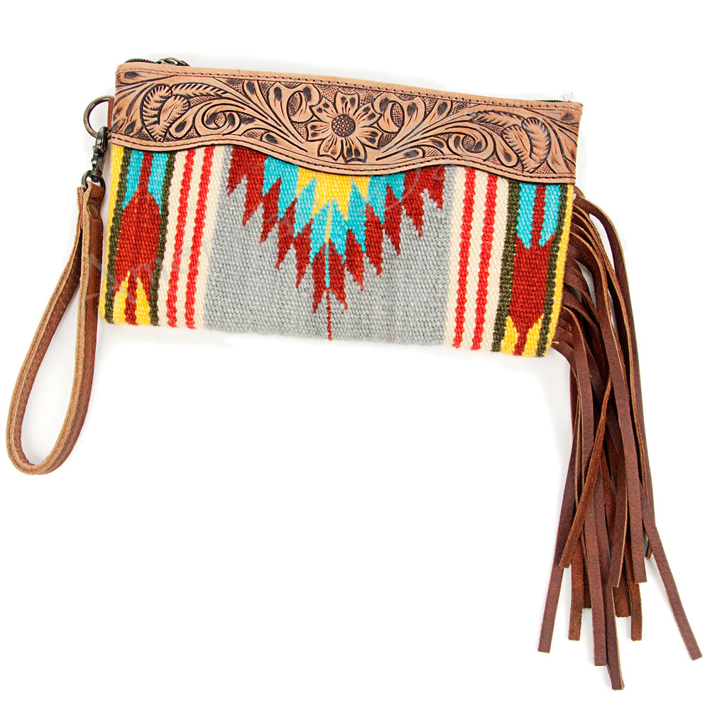American Darling Wristlet Hair -On Saddle blanket Genuine Leather Western Women Bag | Handbag Purse Travel Clutch