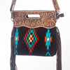 American Darling Signature Cross Body Bag Hand Tooled Floral Carved Saddle Blanket Leather Western Bag with Fringes