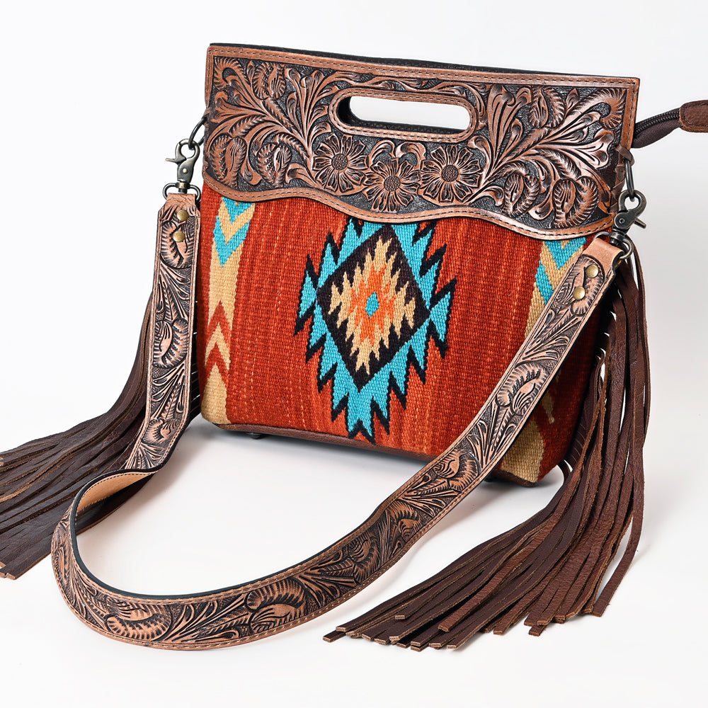 American Darling Clutch Hand Tooled Saddle Blanket Genuine Leather Women Bag Western Handbag Purse|