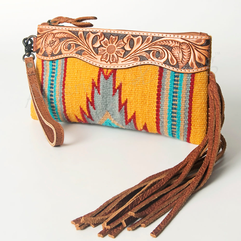 American Darling Wristlet Hair -On Saddle blanket Genuine Leather Western Women Bag | Handbag Purse Travel Clutch