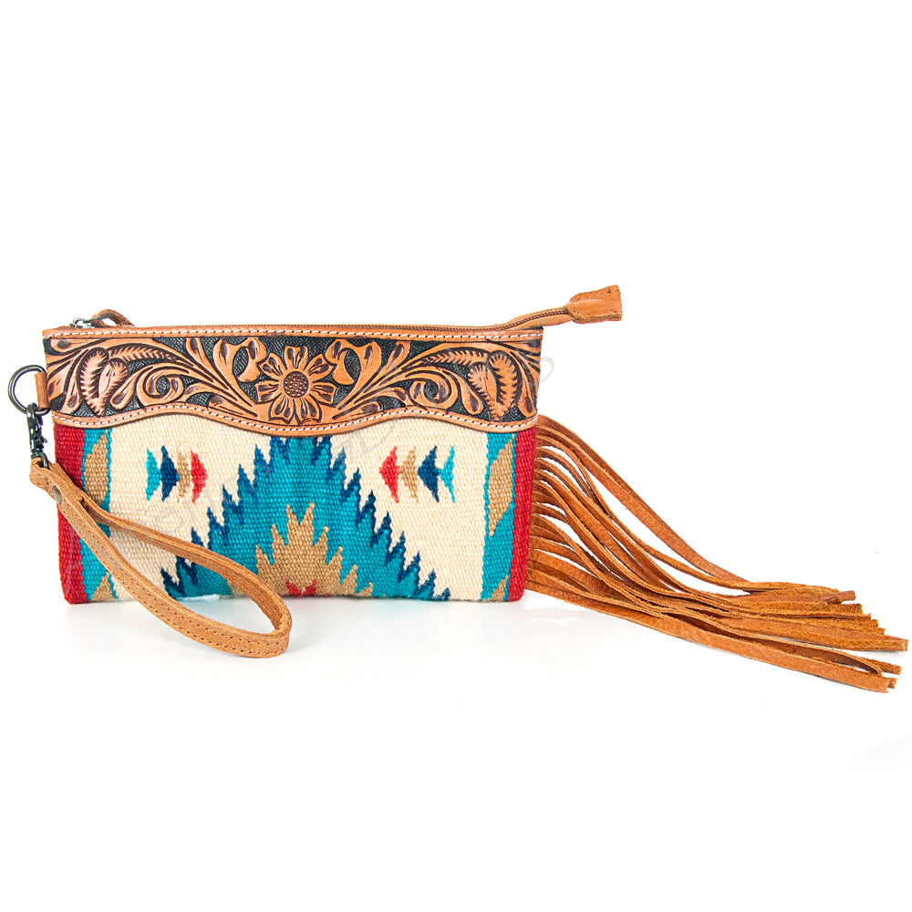 American Darling Wristlet Hair -On Saddle blanket Genuine Leather Western Women Bag | Handbag Purse Travel Clutch