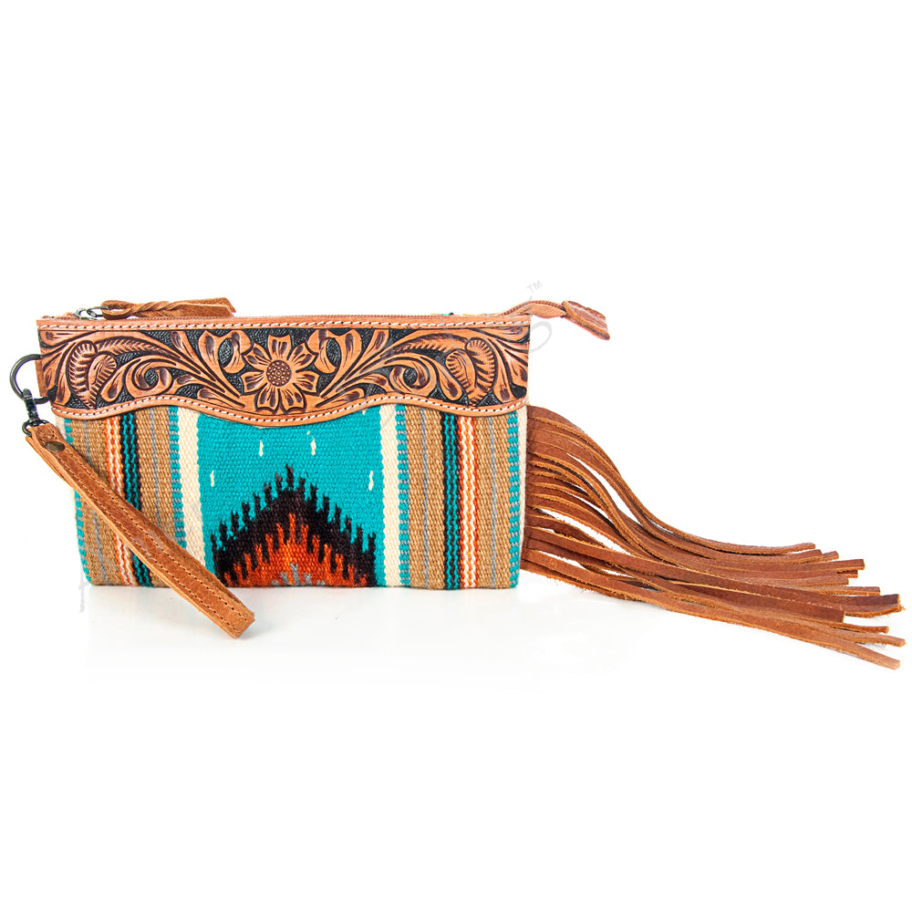 American Darling Wristlet Hair -On Saddle blanket Genuine Leather Western Women Bag | Handbag Purse Travel Clutch