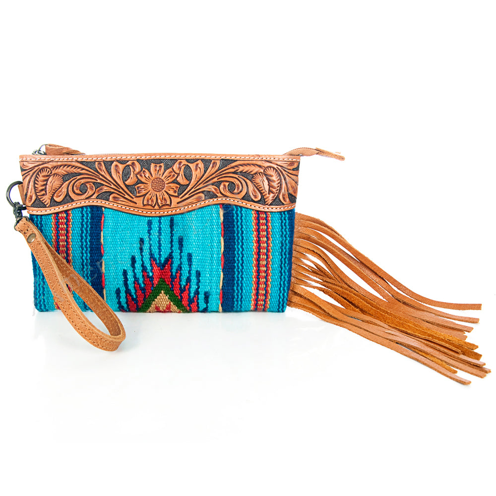 American Darling Wristlet Hair -On Saddle blanket Genuine Leather Western Women Bag | Handbag Purse Travel Clutch