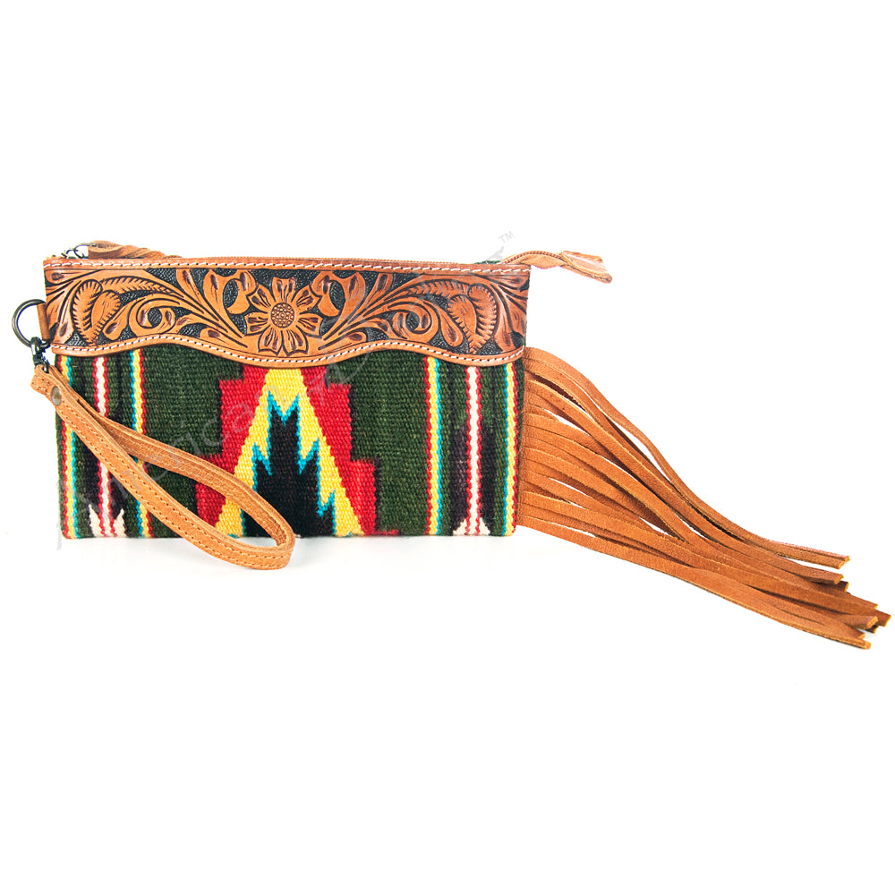 American Darling Wristlet Hair -On Saddle blanket Genuine Leather Western Women Bag | Handbag Purse Travel Clutch