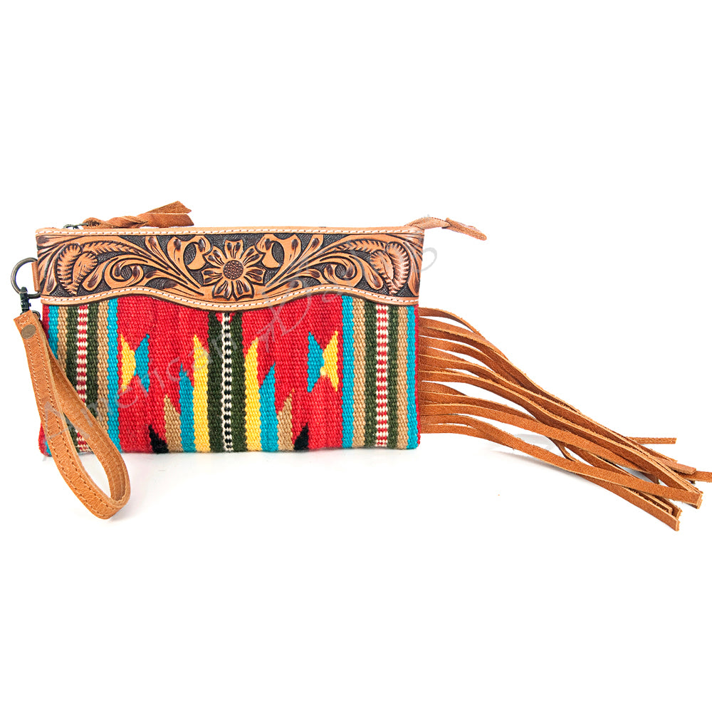 American Darling Wristlet Hair -On Saddle blanket Genuine Leather Western Women Bag | Handbag Purse Travel Clutch
