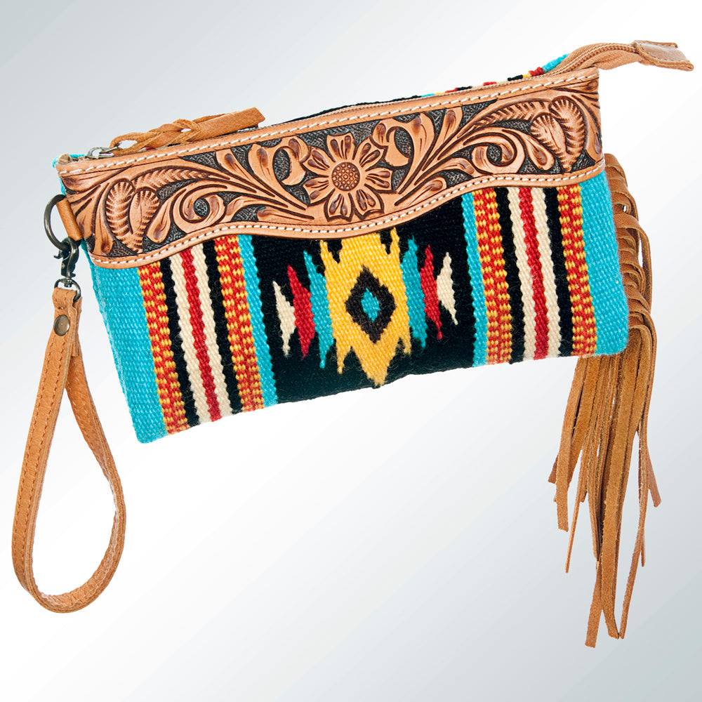 American Darling Wristlet Hair -On Saddle blanket Genuine Leather Western Women Bag | Handbag Purse Travel Clutch