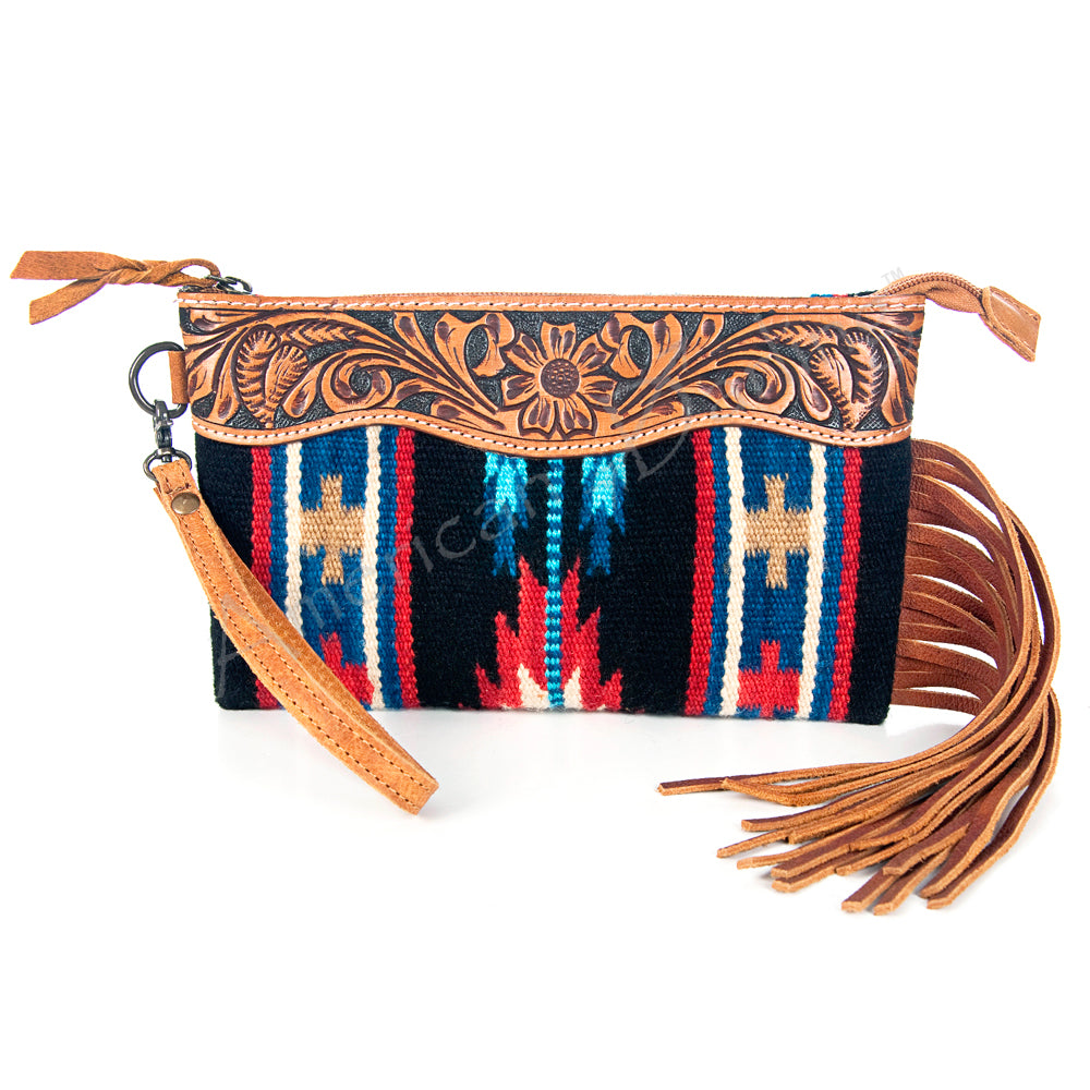 American Darling Wristlet Hair -On Saddle blanket Genuine Leather Western Women Bag | Handbag Purse Travel Clutch