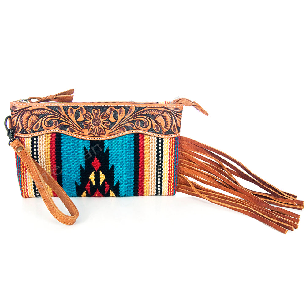 American Darling Wristlet Hair -On Saddle blanket Genuine Leather Western Women Bag | Handbag Purse Travel Clutch