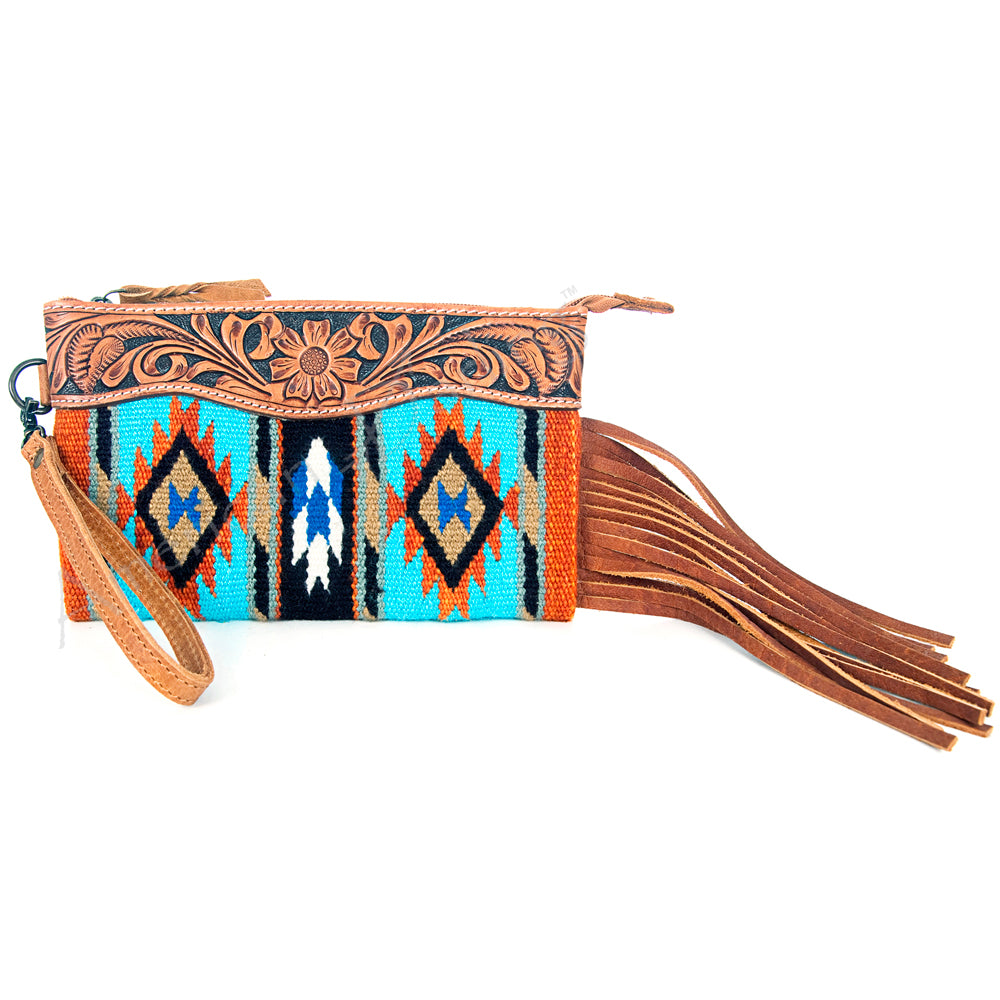 American Darling Wristlet Hair -On Saddle blanket Genuine Leather Western Women Bag | Handbag Purse Travel Clutch