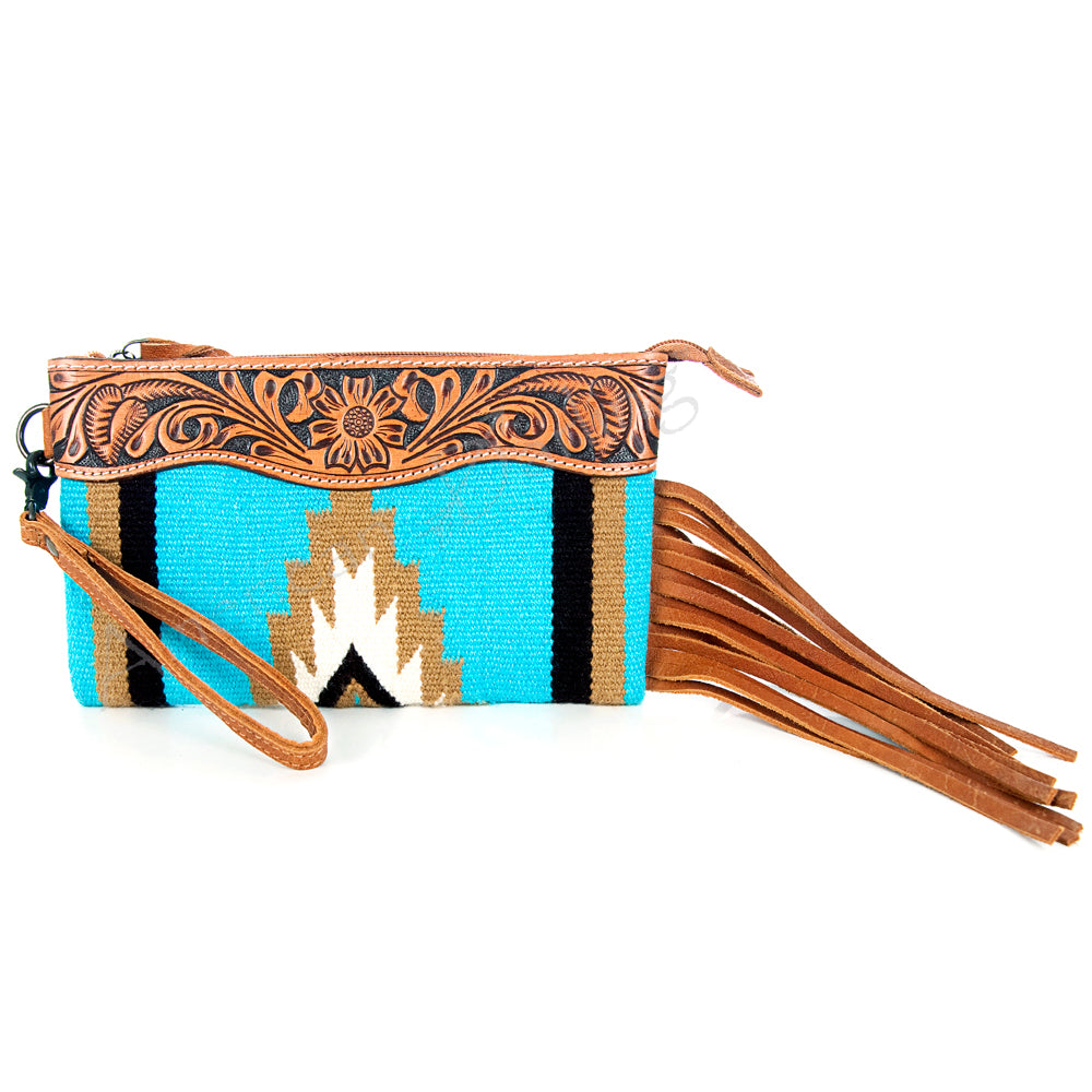 American Darling Wristlet Hair -On Saddle blanket Genuine Leather Western Women Bag | Handbag Purse Travel Clutch