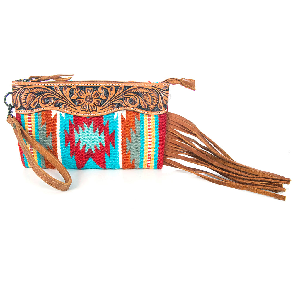 American Darling Wristlet Hair -On Saddle blanket Genuine Leather Western Women Bag | Handbag Purse Travel Clutch