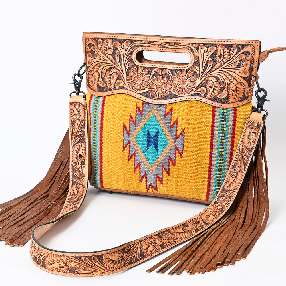 American Darling Clutch Hand Tooled Saddle Blanket Fabric Genuine Leather Western Women Bag Handbag Purse | Purses for Cute