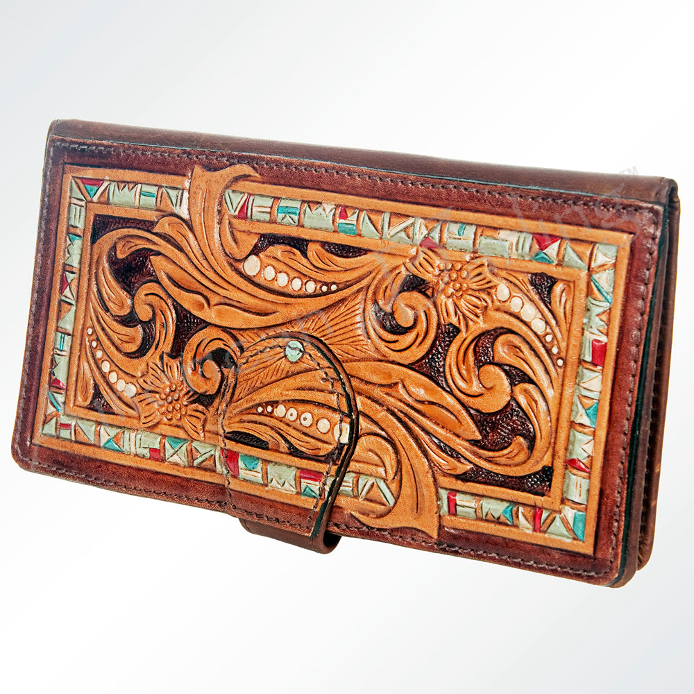 American Darling Wallet Hand Tooled Genuine Leather Western Women Bag | Handbag Purse Wristlet Travel Clutch