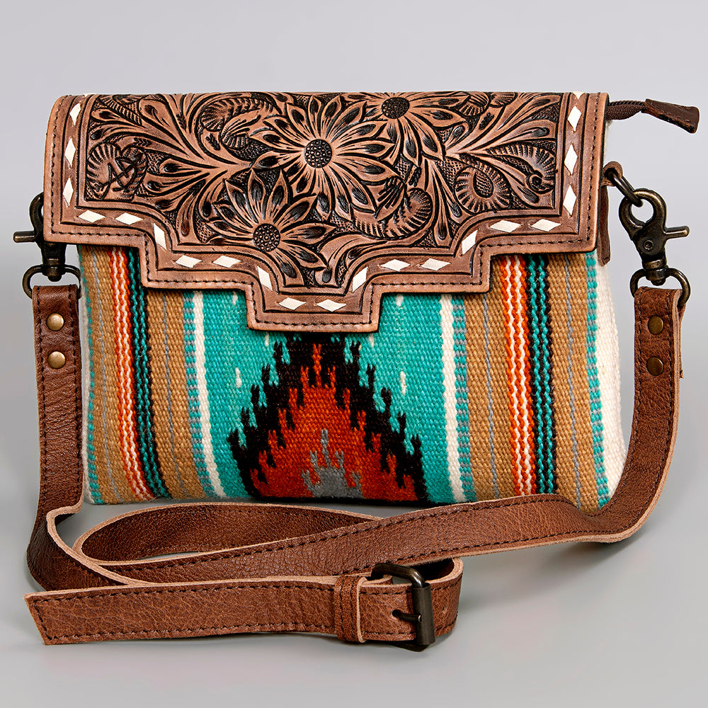 American Darling Cross Body Hand Tooled Saddle Blanket Genuine Leather Western Women Bag Handbag Purse | Crossbody for Cute
